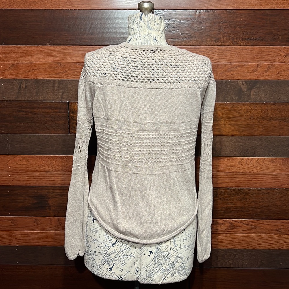Knox Rose Scoop Neck Long Sleeve Knitted Cream Colored Sweater - Picture 9 of 11